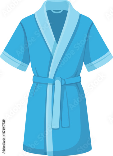 Cozy blue kimono robe with belt soft comfort morning lounge wear vector