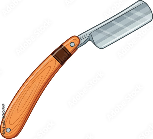 Vintage straight razor close up elegant grooming tool for barbershop vector