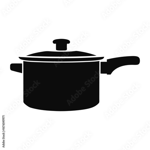 stainless steel pan, Cooking Pot Silhouette – Vector Icon of Kitchenware for Food Preparation