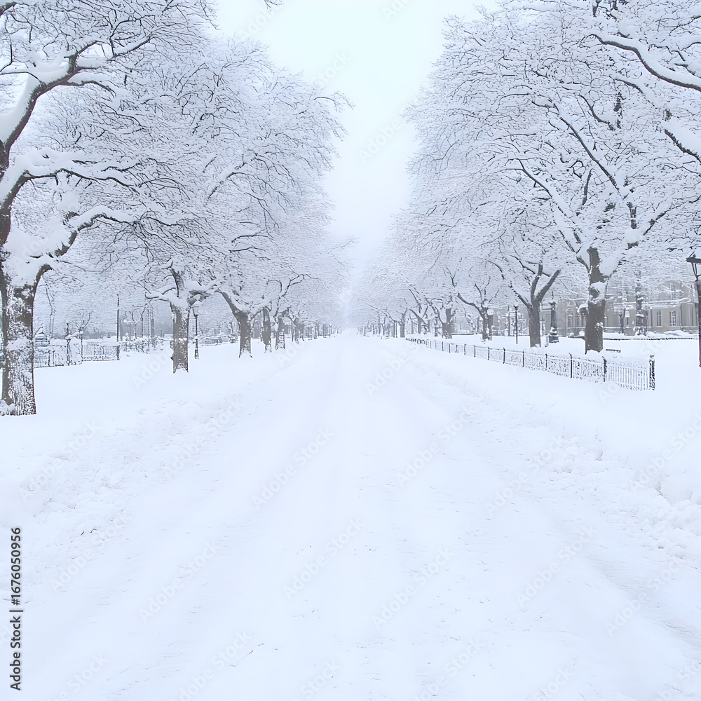 Obraz premium Snowy Winter Pathway Photo