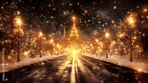 Magical Winter Night Scene Illustration
