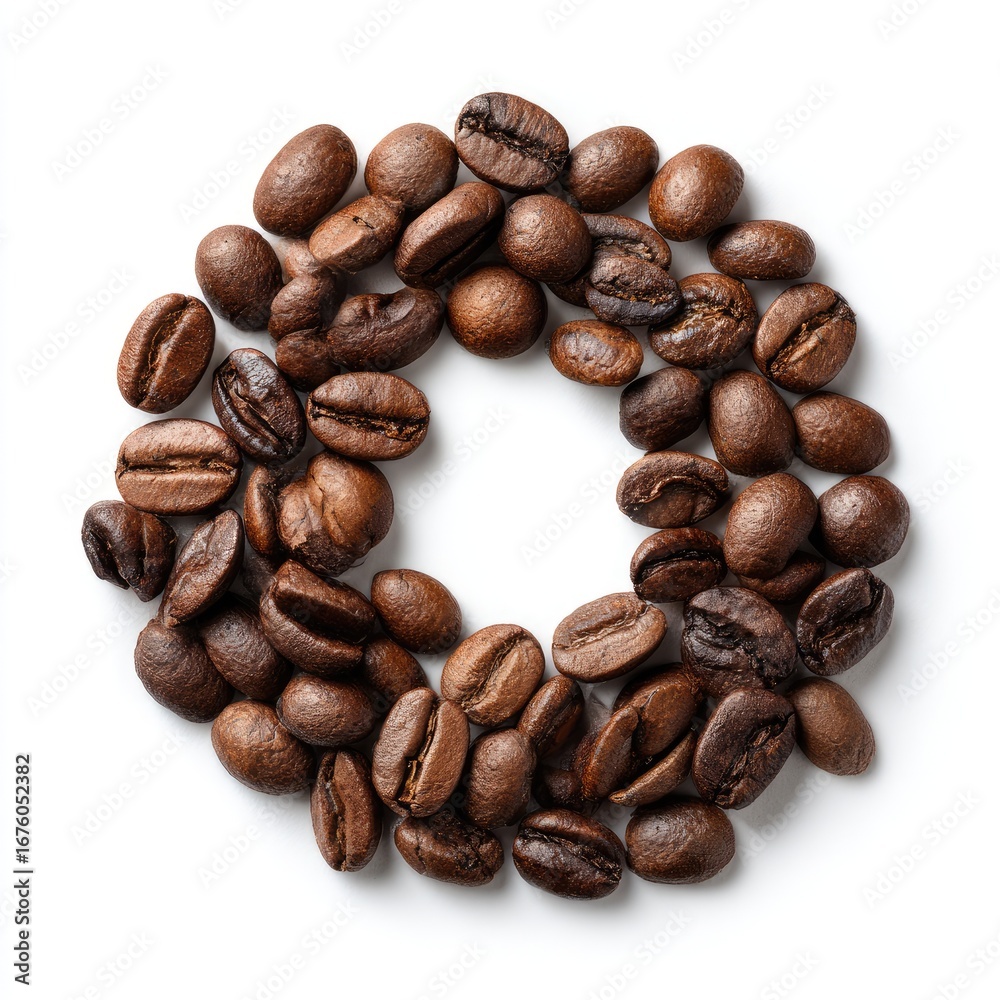 Naklejka premium Coffee beans arranged in a circle (4)