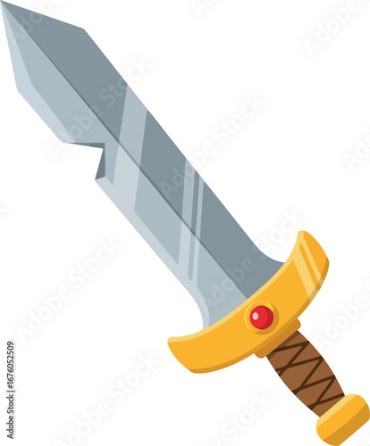 Cartoon sword fantasy weapon adventure game prop hero warrior vector