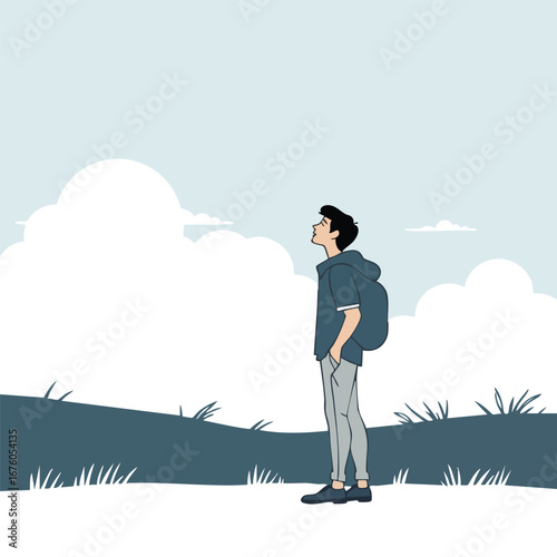 A man enjoying a peaceful moment of solitude
