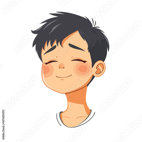 A young boy feeling the warmth of the sun on his face