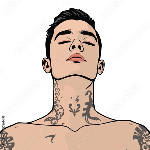 A calm person with tattoos expressing their individuality