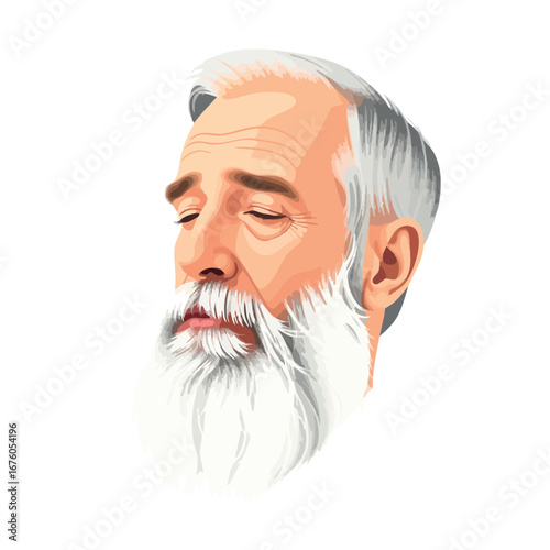 Elderly man with a beard in peaceful reflection
