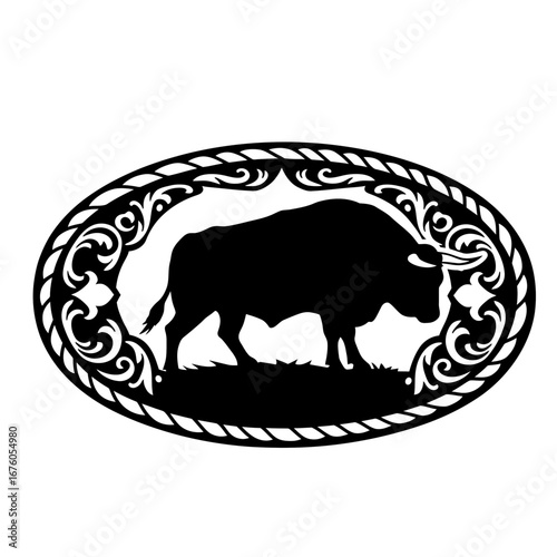 Bull Silhouette Western Belt Buckle Design