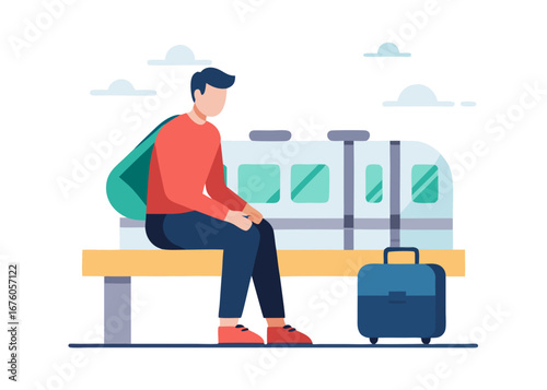 A man is waiting for a train