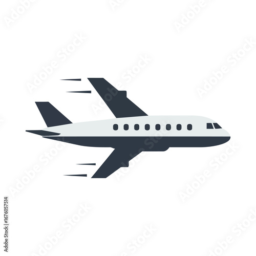 Icon of a modern passenger airplane in flight.