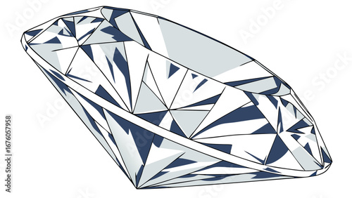 diamond gemstone brilliant cut faceted crystal jewelry luxury precious stone illustration isolated on white background.