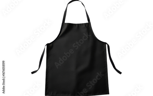 Black kitchen apron isolated on white background, png