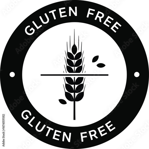 Gluten free stamp round label seal wheat icon vector graphic food allergy symbol vector