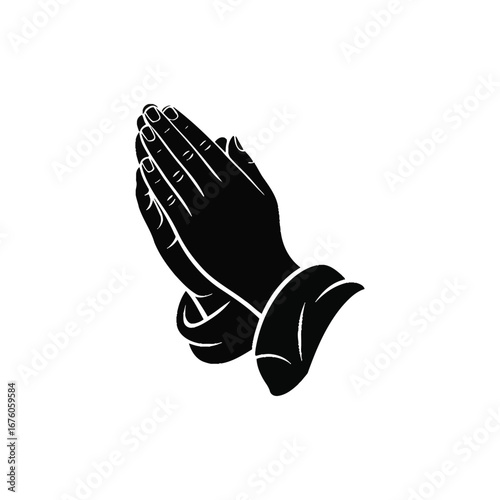 Praying hands vector silhouette
