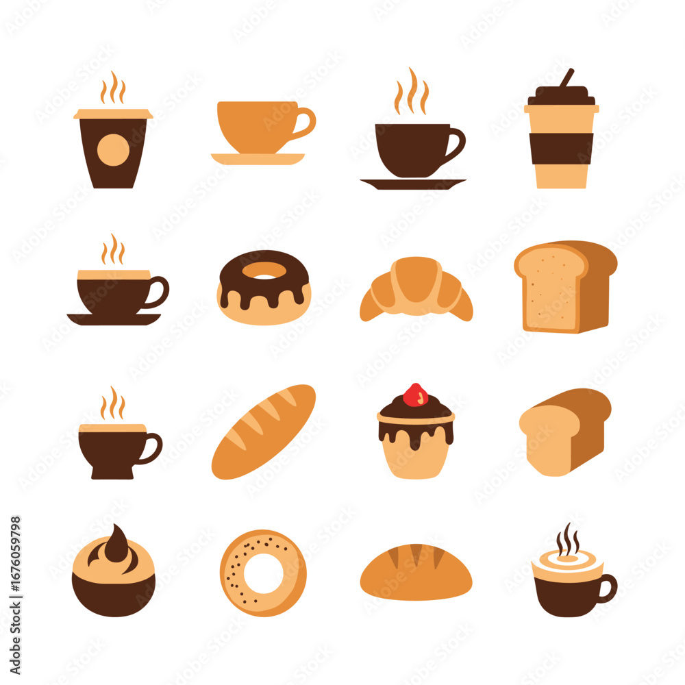 Fototapeta premium Delicious baked goods and hot beverages for a perfect morning breakfast or afternoon treat selection