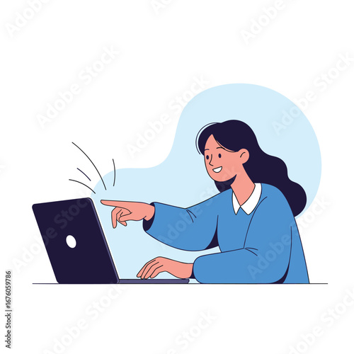 Young woman engaged in online learning and digital activities on her laptop computer
