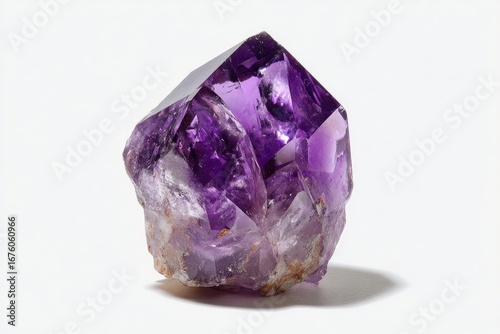 Deep purple amethyst crystal,faceted,  on white