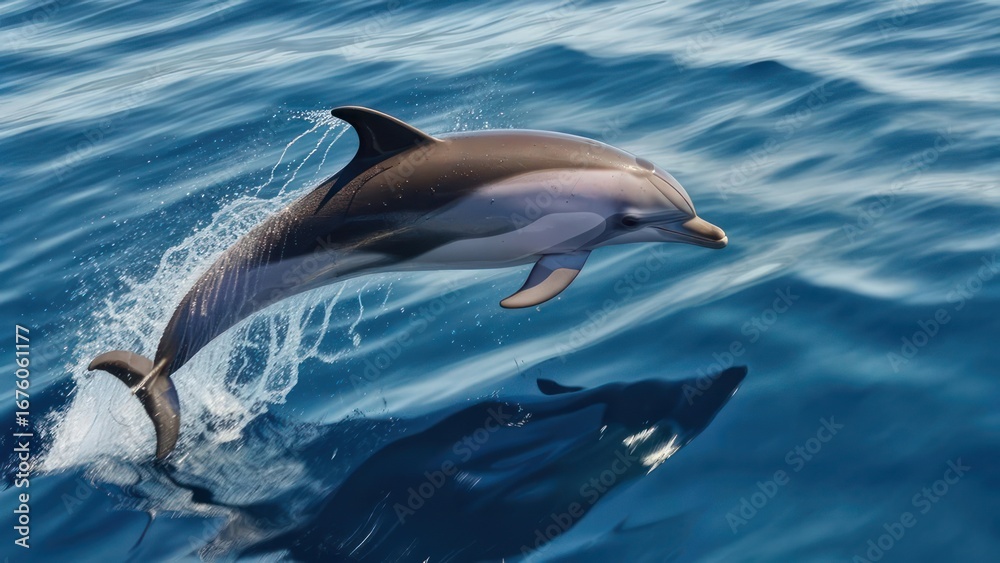 Naklejka premium Dolphin leaping in azure ocean