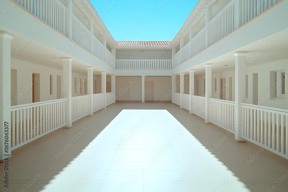 Fototapeta premium Sunlit White Building Interior Photo