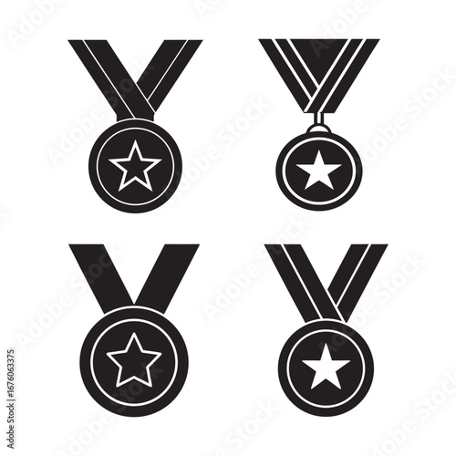 Success flat web icon concept stock illustration set