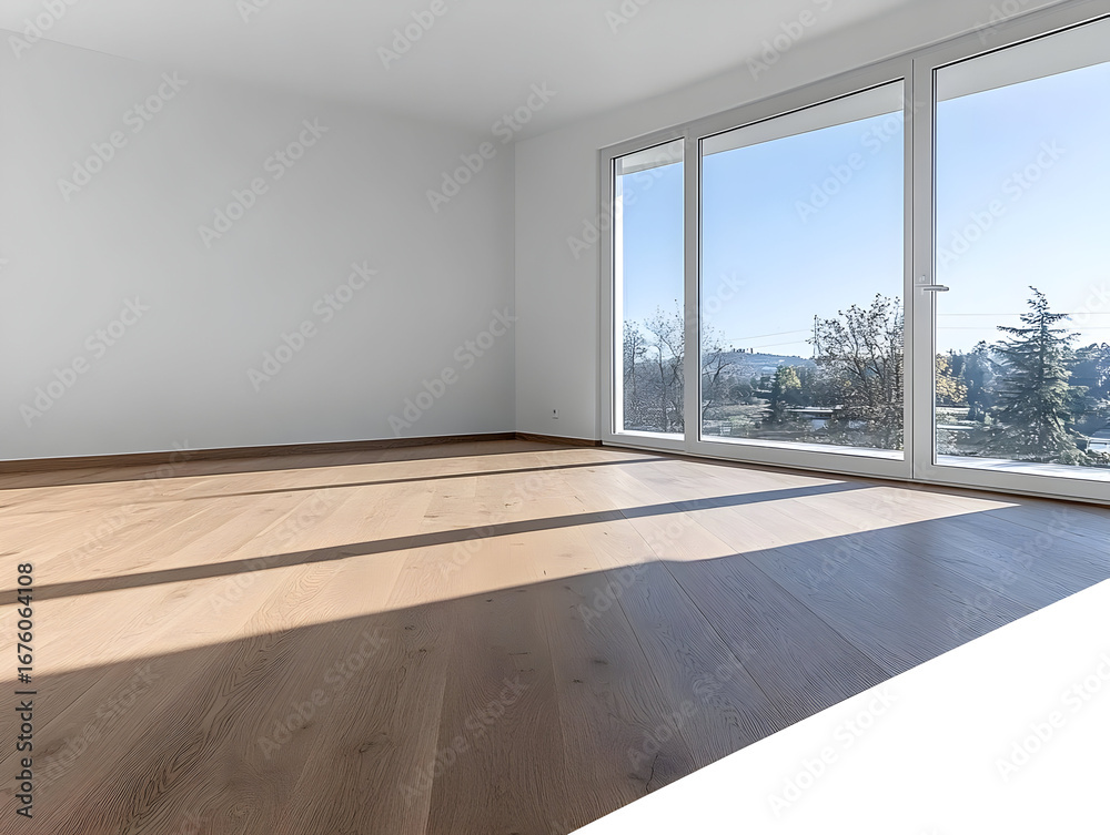 Fototapeta premium Empty Room Sunlight Wood Floor Photo