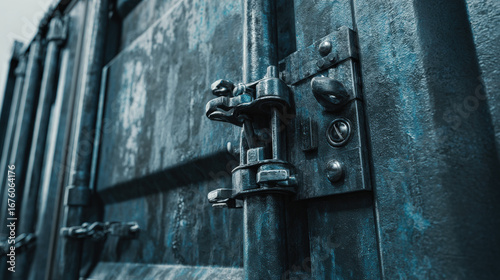 Wallpaper Mural close-up of weathered container doors with locking mechanism texture detail illustration concept scene visual for commercial design use high detail quality stock image illustration concept scene visua Torontodigital.ca