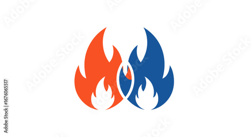 Two Intertwined Flames in Orange and Blue Colors.