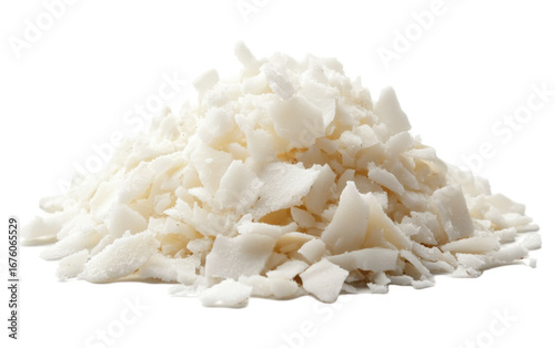 Coconut flakes isolated on white background, png