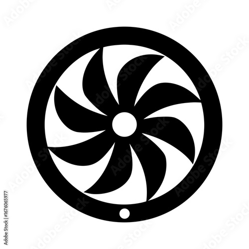 Silhouette of industrial air vent fan clear and minimal ventilation icon vector isolated on white background