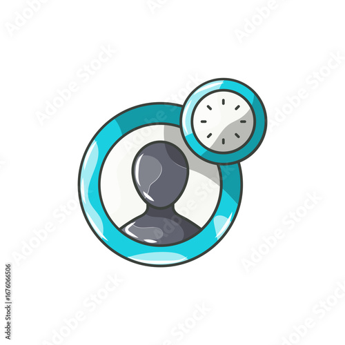 User Clock Icon, Time Outline for Activity Tracking