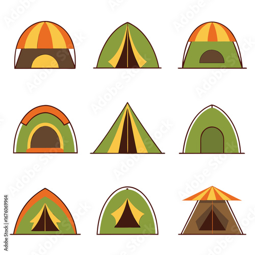 Variety of Camping Tent Illustrations Collection