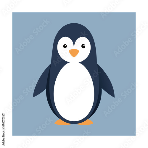 Cartoon Penguin Standing Front View bird animal