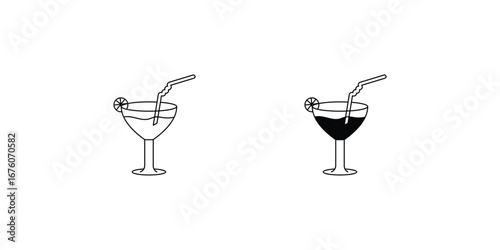 Mocktail  set icon with white background vector stock illustration