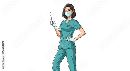 Confident Medical Professional in Protective Gear Holding a Scalpel