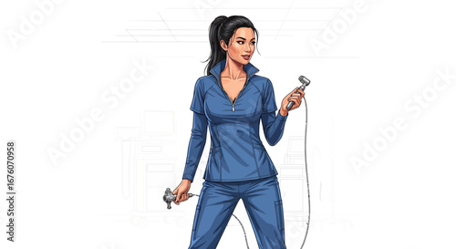 Confident Medical Professional Prepared with Diagnostic Instrument Illustration