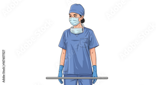 Dedicated healthcare worker in scrubs during medical professional occupation
