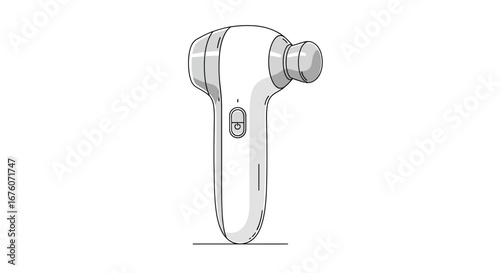 Illustration of a handheld sonic facial massager device on white background