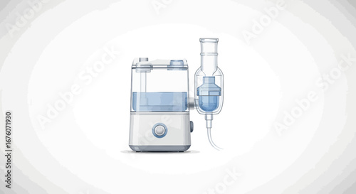 Nebulizer Illustration for Respiratory Care, Medical Device on White Background