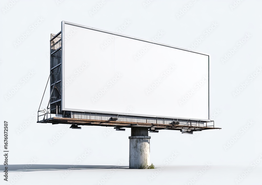 Obraz premium Blank billboard on a weathered, industrial-style stand