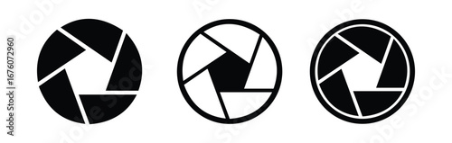 Camera lens illustration sign collection. diaphragm petals symbol or logo