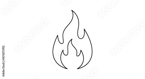 Simple Line Drawing of a Single Flame.