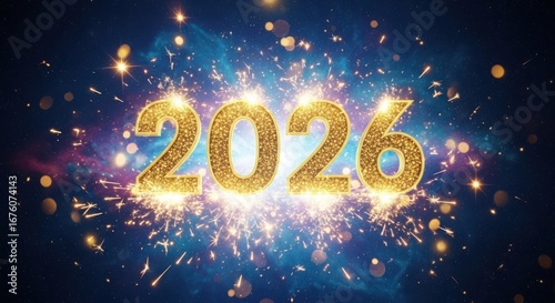 Wallpaper Mural Golden 2026 new year celebration with sparkles background Torontodigital.ca