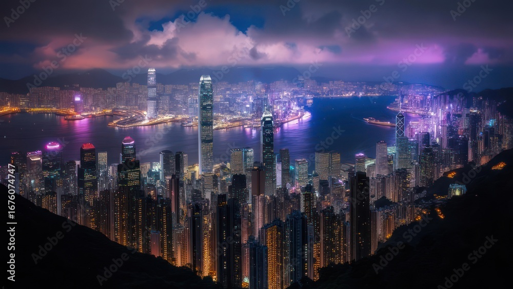 Obraz premium Hong Kong cityscape at night