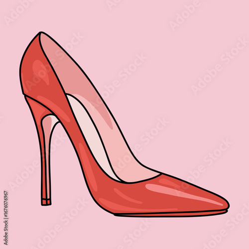 Woman Fashion Shoe High Heels Closeup. Feminine Footwear Accessory Isolated on Pink Background.
