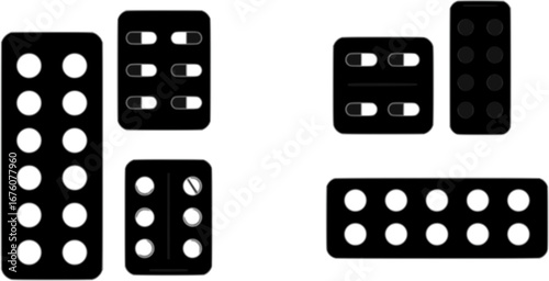 set of black vector medicine and pills vector silhouettes
