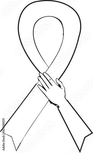 Supporting Hand on Awareness Ribbon Vector
