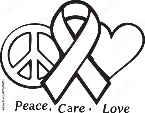 Peace, Care, Love Awareness Vector Graphic
