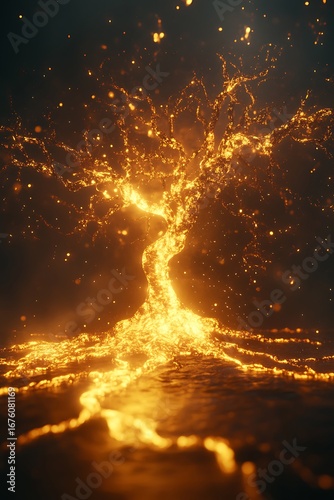 Fiery Molten Tree A Digital Inferno Art