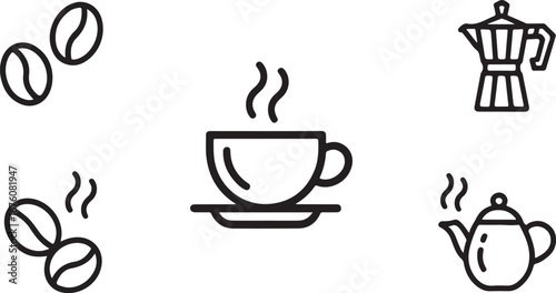 Coffee illustration, coffee Vector hand drawn graphics for advertising, branding, posters and banners, funny cartoon illustrations, prints and stickers, brunch cafe