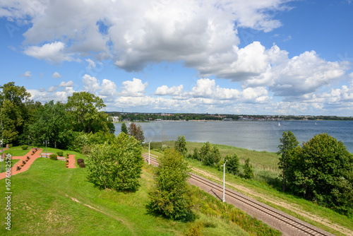 Fototapeta Naklejka Na Ścianę i Meble -  View of Lake Niegocin from the observation tower. Gizycko, Poland